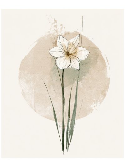 Minimal White Flower Botanical Poster. poster