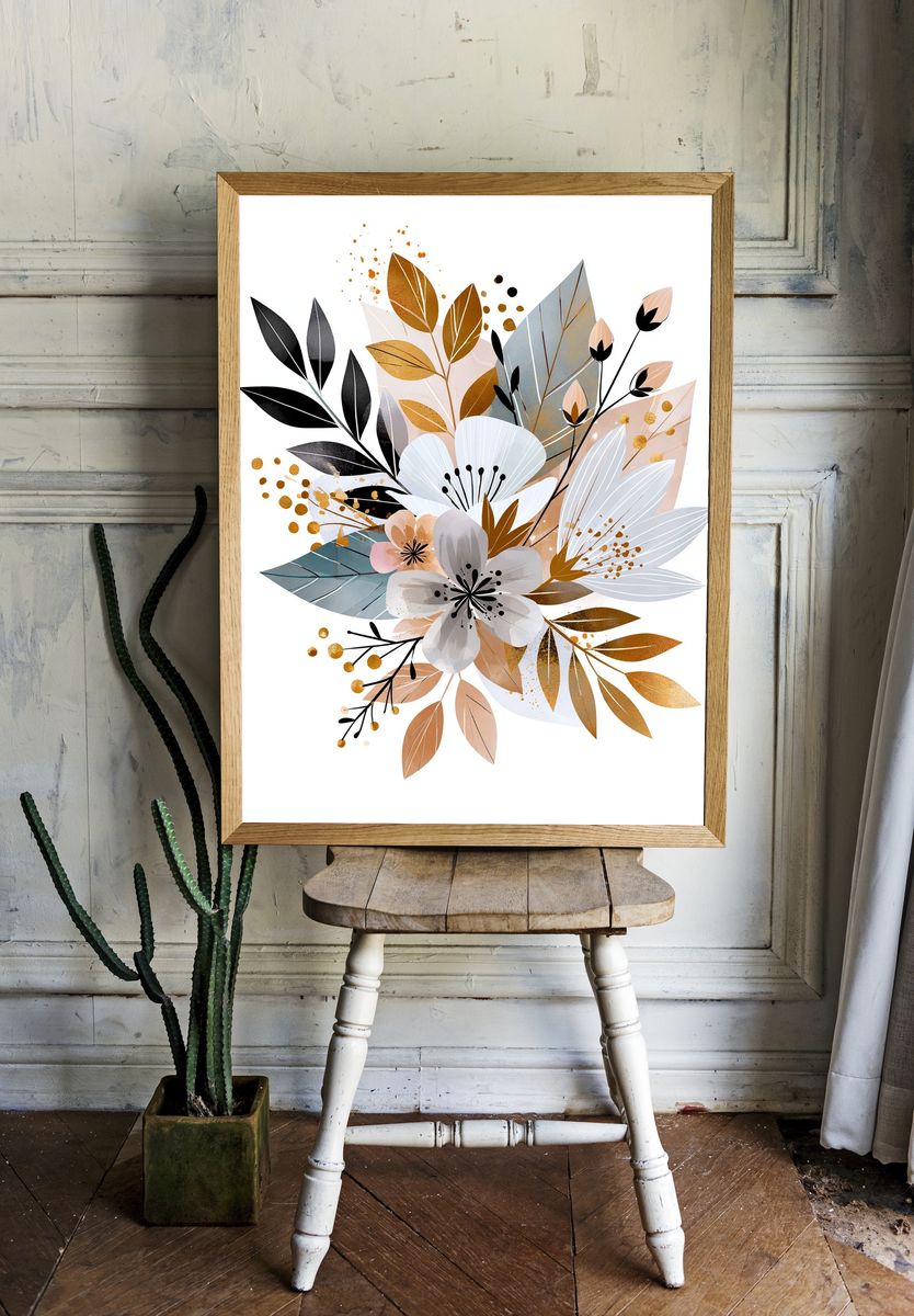 Botanical Floral Bouquet Print. room preview