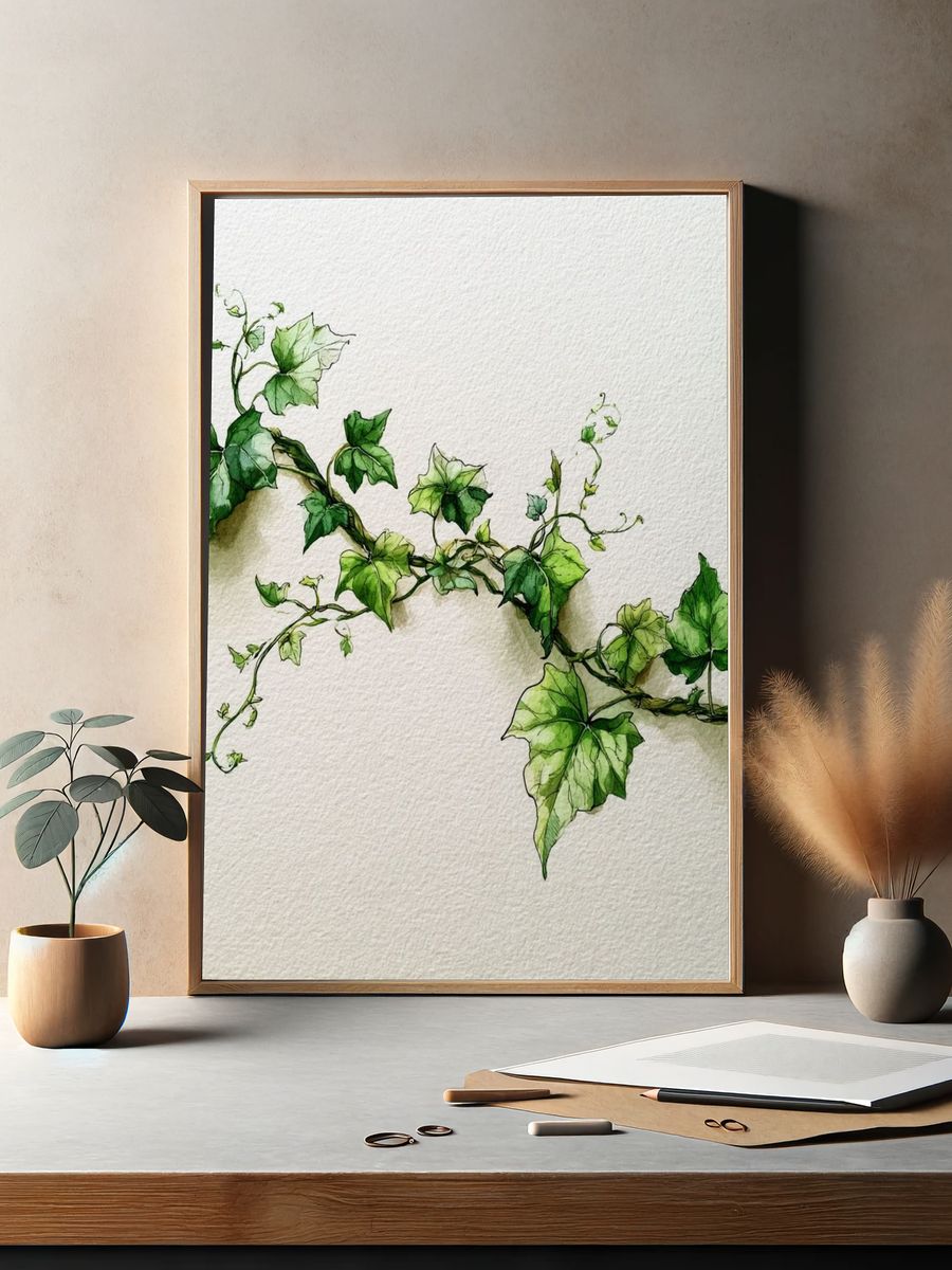 Ivy Vine Watercolor Print. — room view 2
