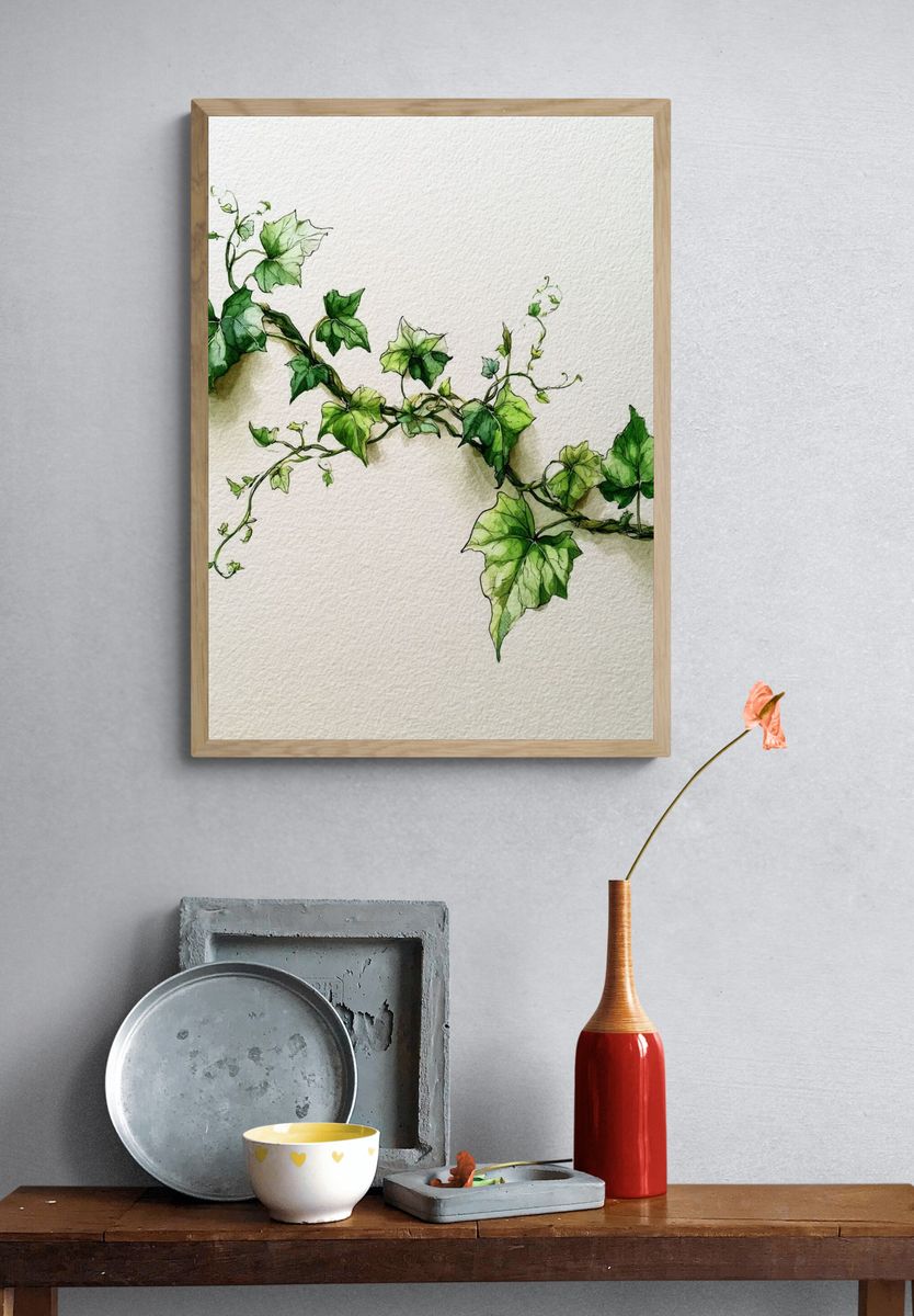 Ivy Vine Watercolor Print. — room view 3