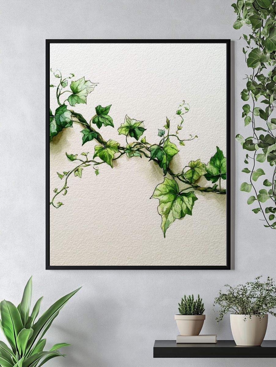 Ivy Vine Watercolor Print. — room view 4