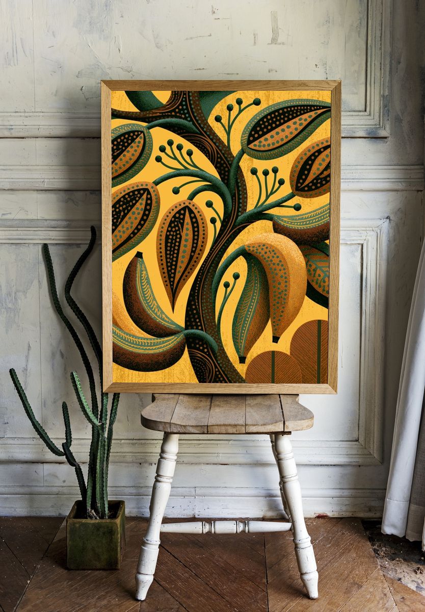 Tropical Leaf Pattern Print. room preview