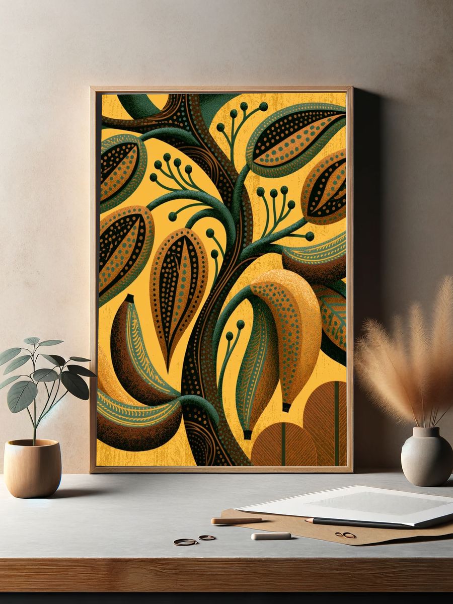 Tropical Leaf Pattern Print. — room view 2