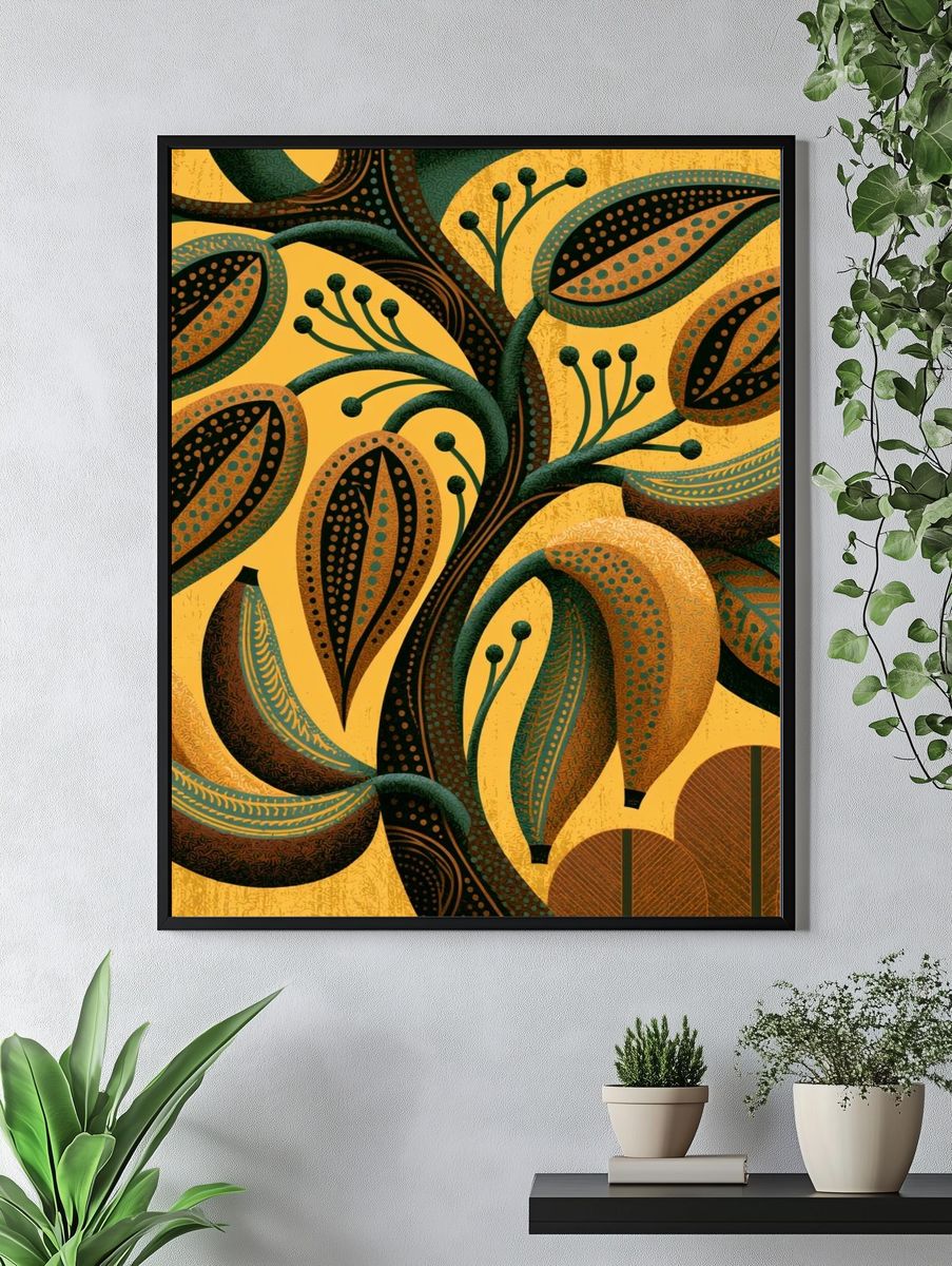 Tropical Leaf Pattern Print. — room view 4