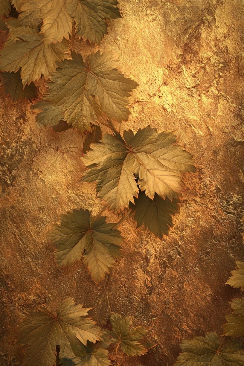 Golden Maple Leaves Botanical Print. poster detail