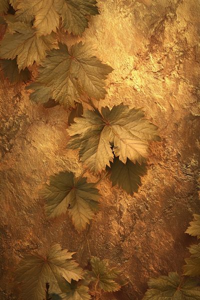 Golden Maple Leaves Botanical Print.