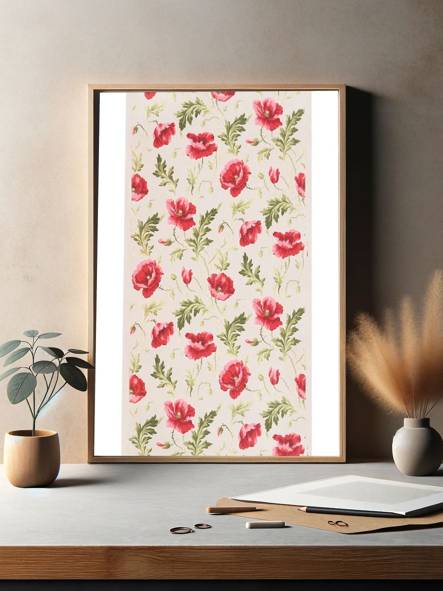 Pink flower pattern (1905–1915) vintage. — room view 2