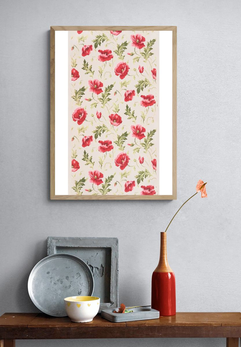 Pink flower pattern (1905–1915) vintage. — room view 3