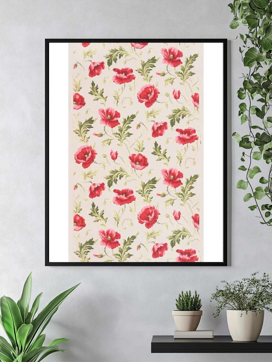 Pink flower pattern (1905–1915) vintage. — room view 4