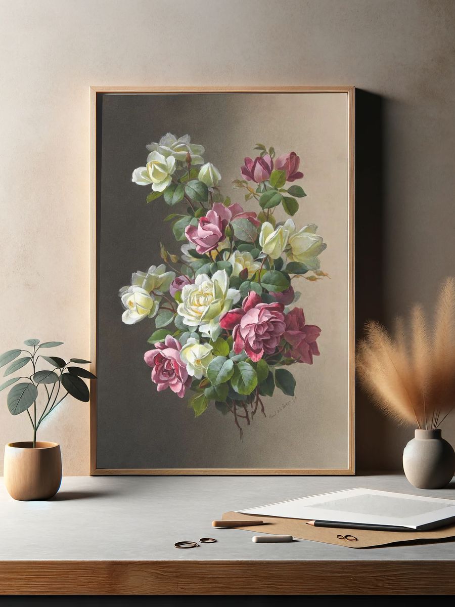 Hand drawn calathea orbifolia plant. — room view 2