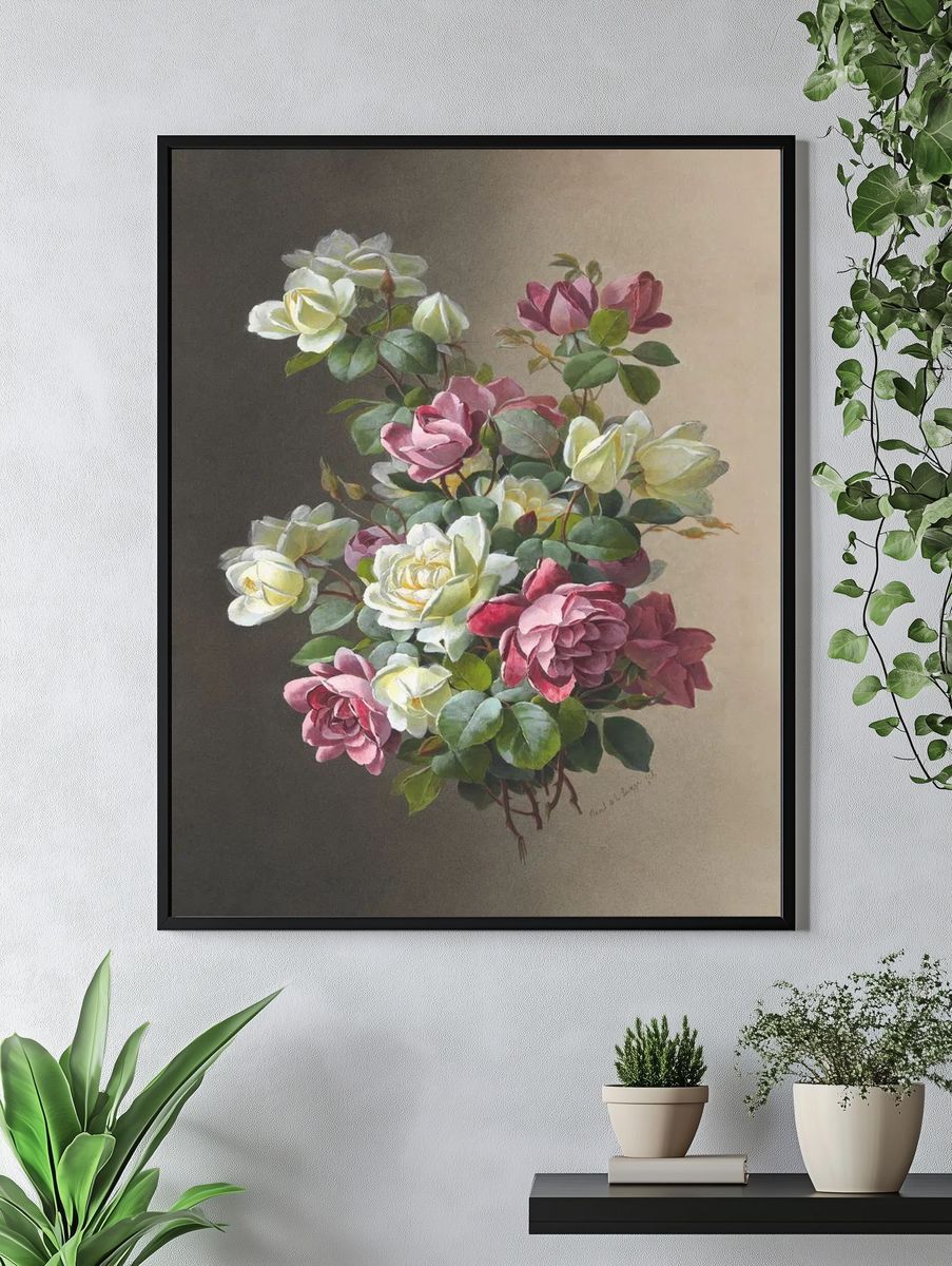 Hand drawn calathea orbifolia plant. — room view 4