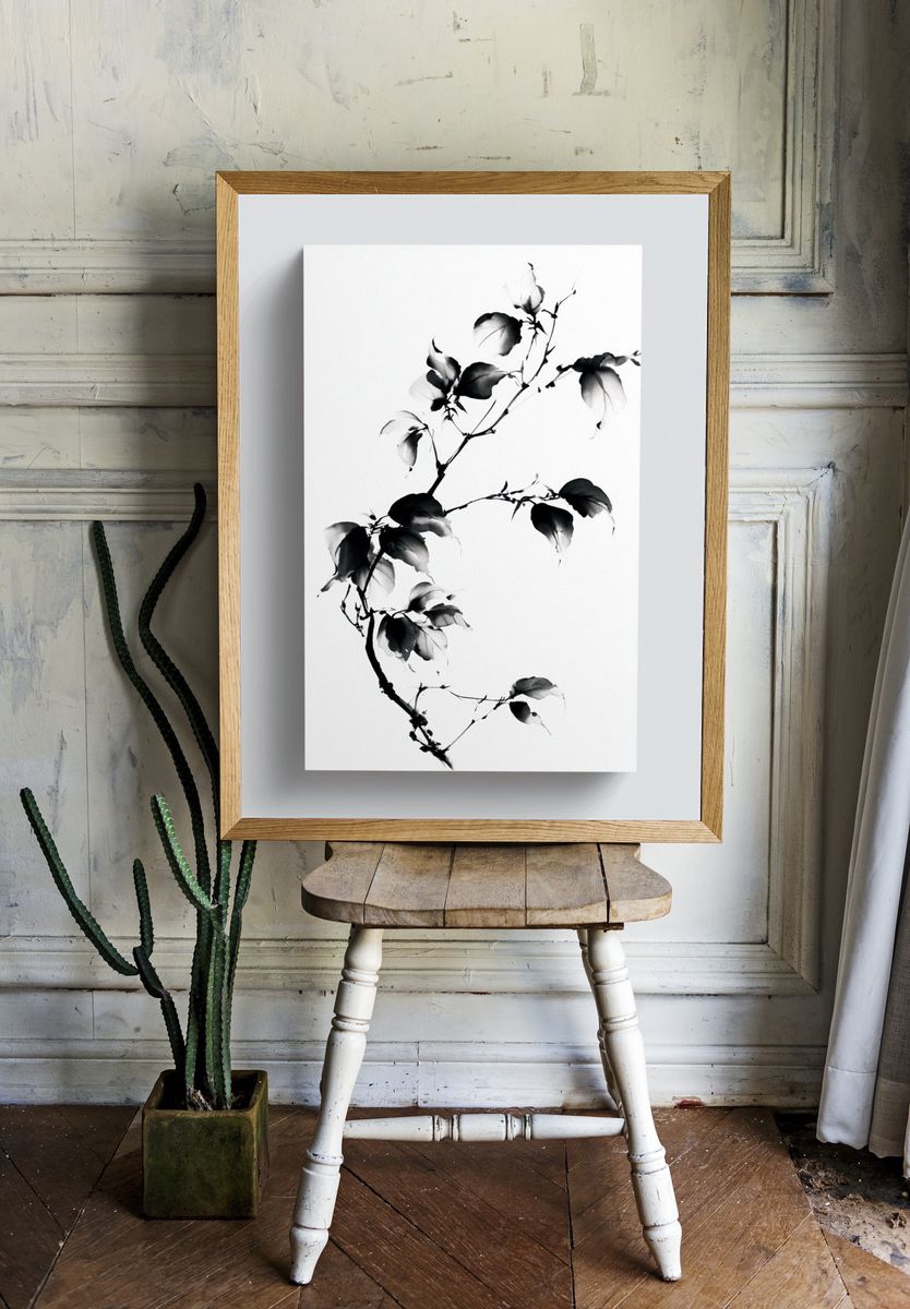 Ink Branch Botanical Print. room preview
