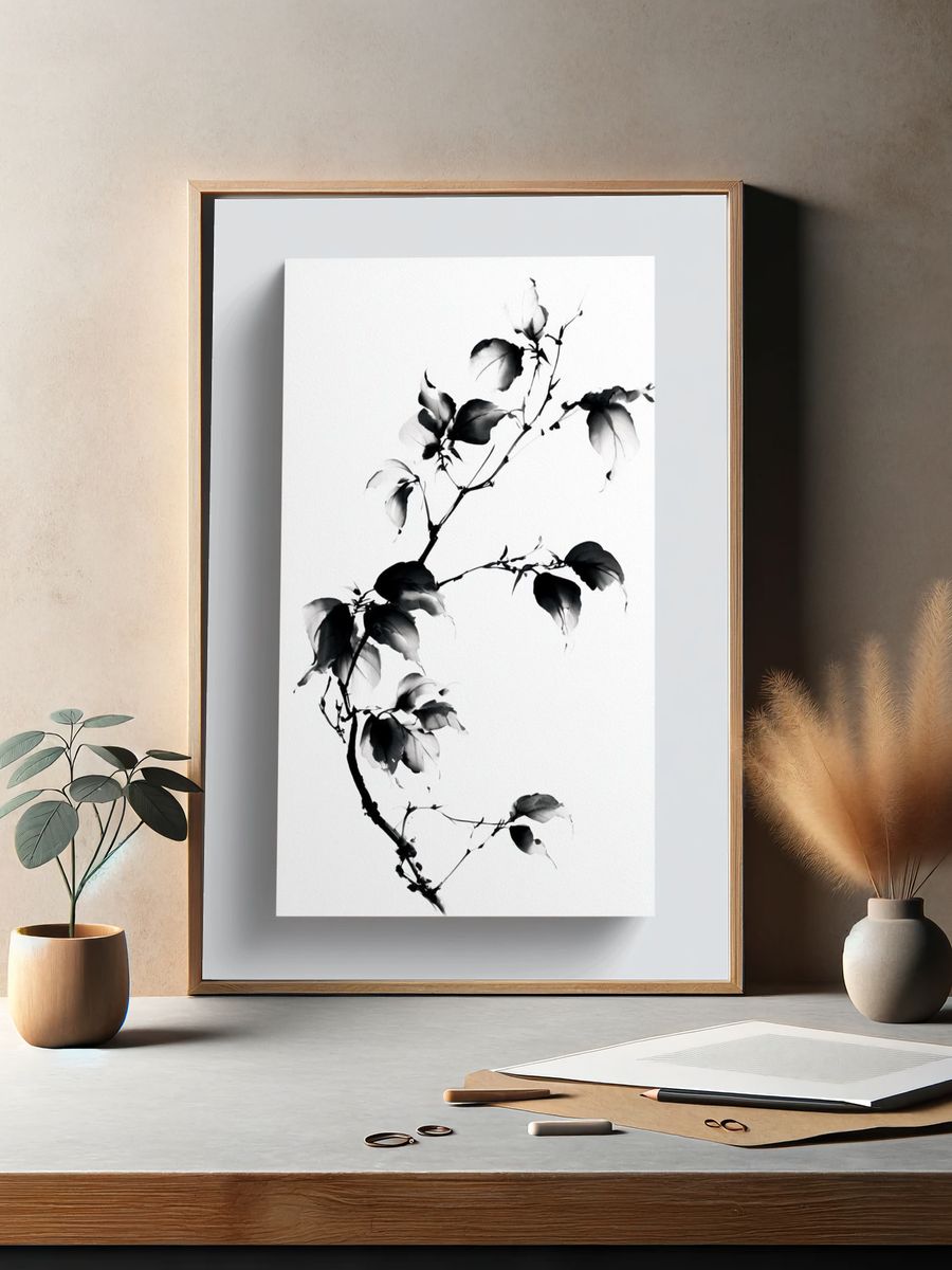 Ink Branch Botanical Print. — room view 2