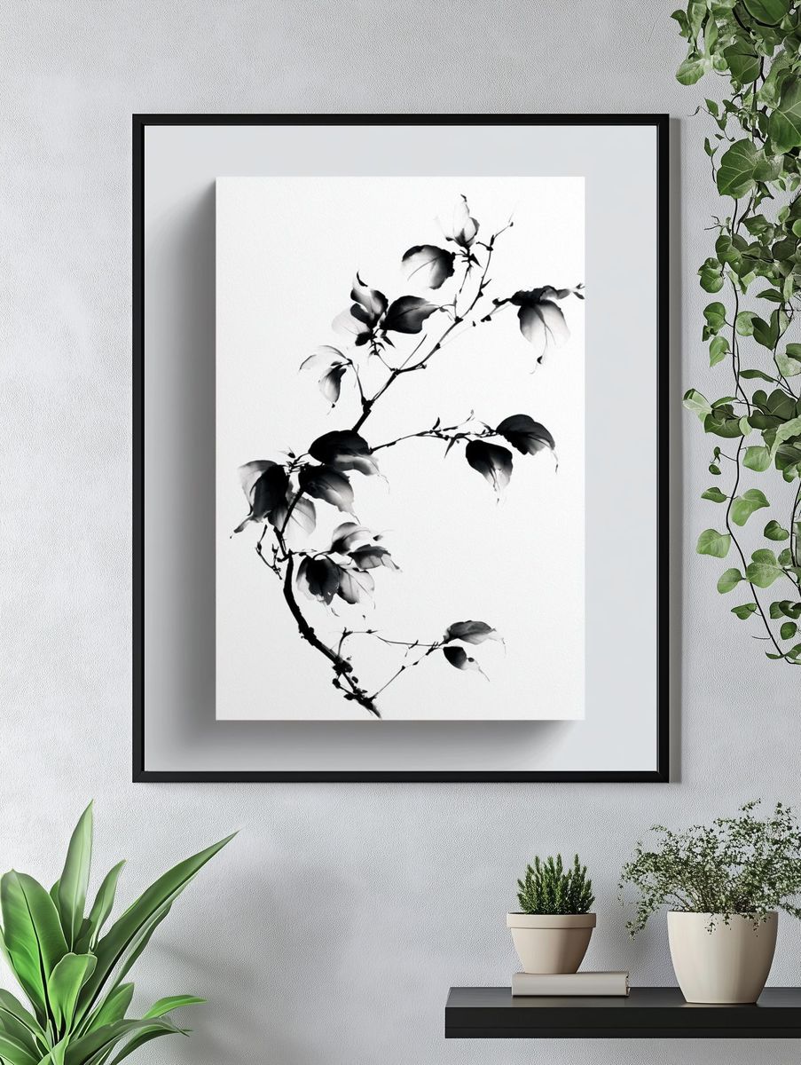 Ink Branch Botanical Print. — room view 4