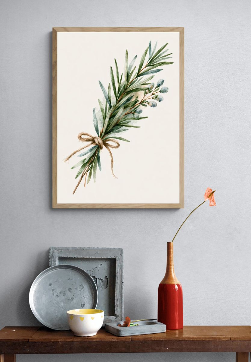 Eucalyptus Botanical Watercolor Poster. — room view 3