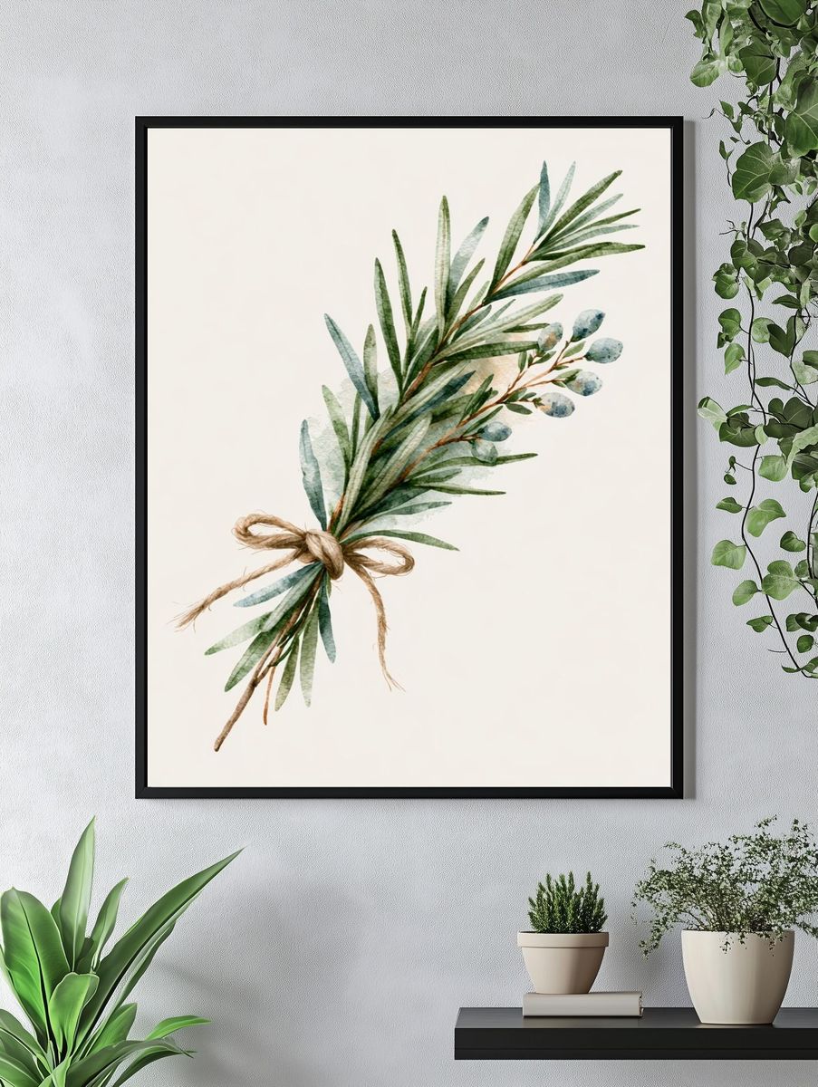 Eucalyptus Botanical Watercolor Poster. — room view 4