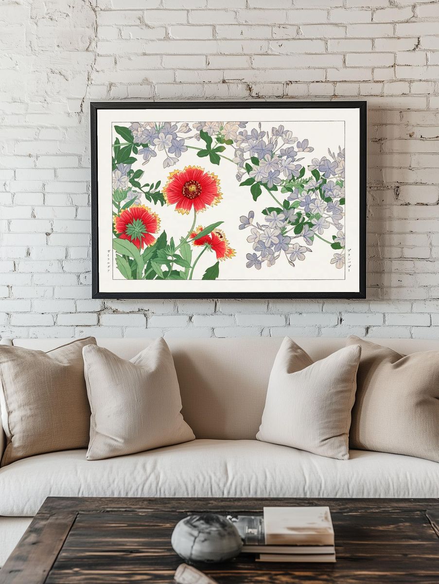 Floral Botanical Illustration Poster. — room view 1