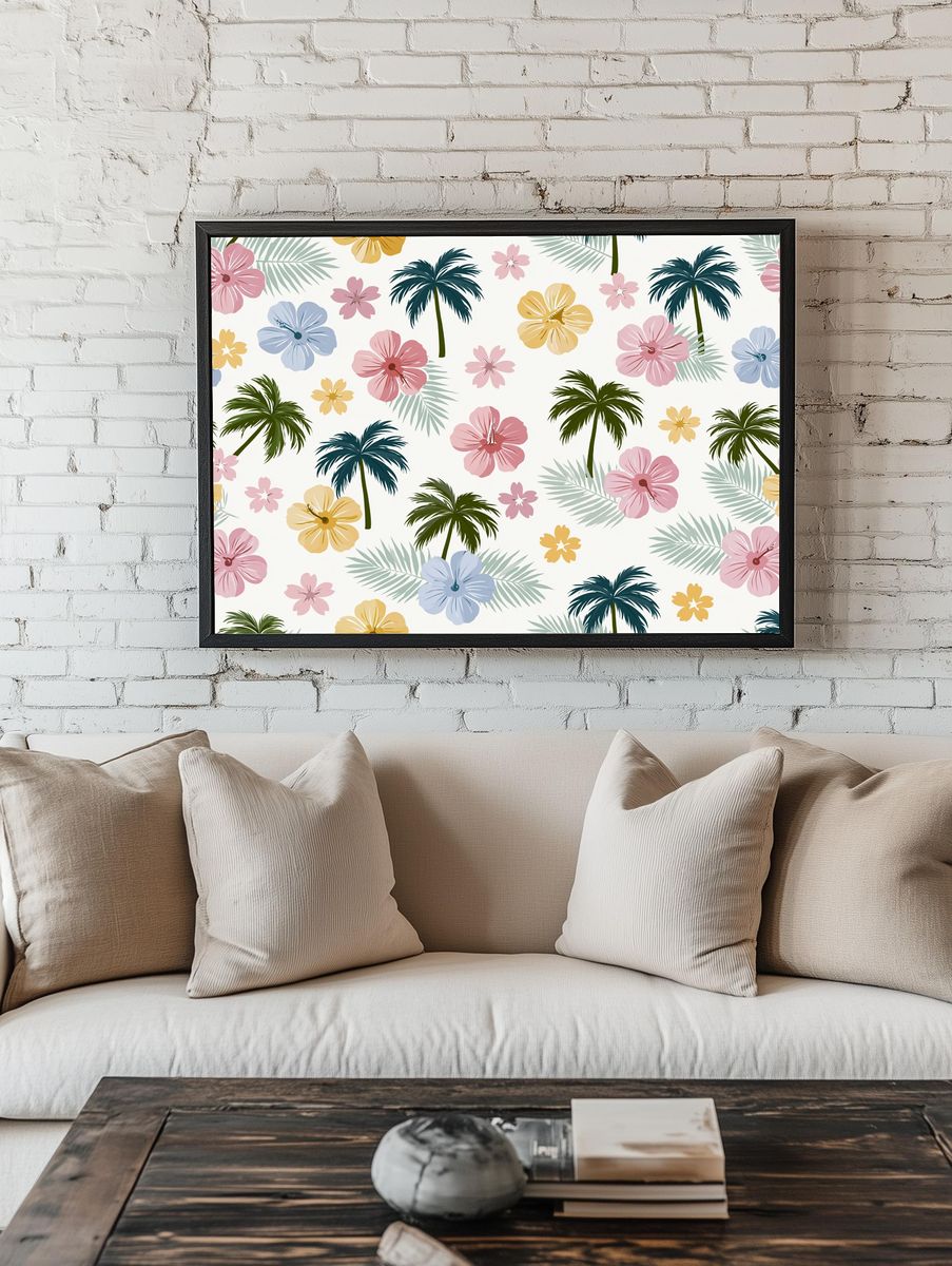 Tropical Floral Pattern Print. room preview