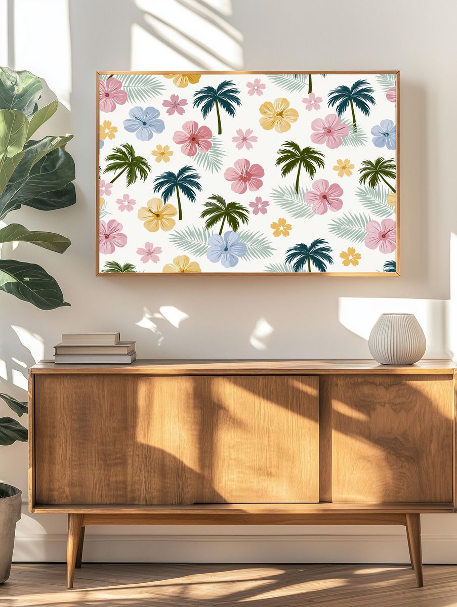 Tropical Floral Pattern Print. — room view 3