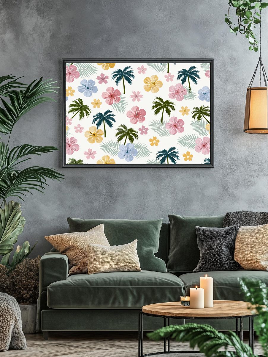 Tropical Floral Pattern Print. — room view 4