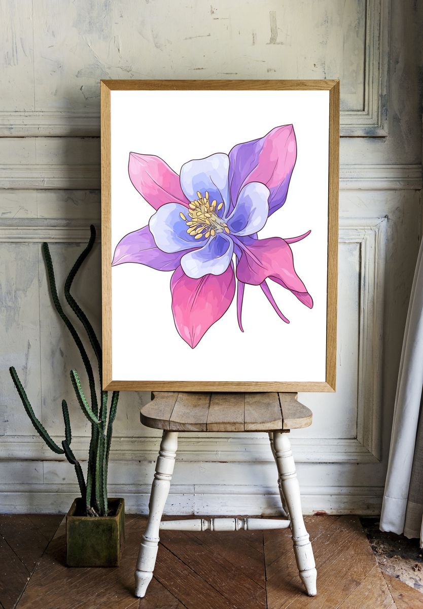 Pastel Flower Illustration Poster. — room view 1