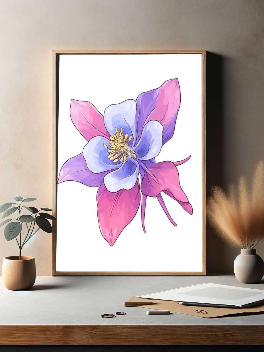 Pastel Flower Illustration Poster. — room view 2