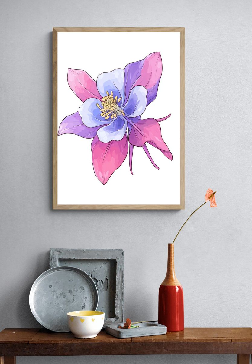 Pastel Flower Illustration Poster. — room view 3