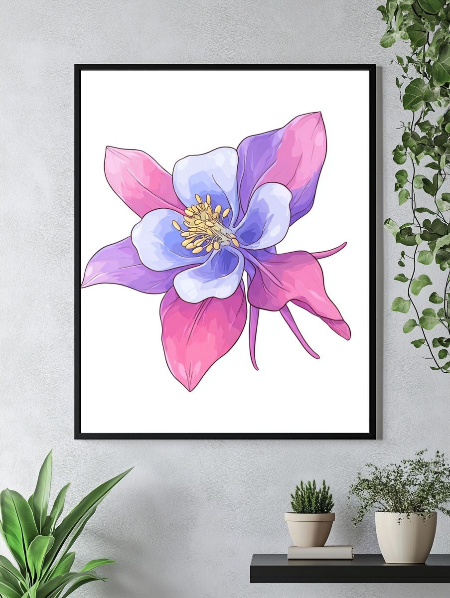 Pastel Flower Illustration Poster. — room view 4