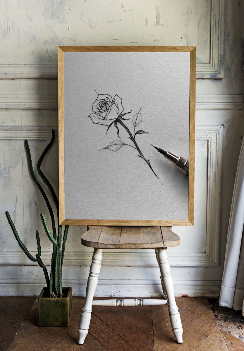 Minimal Rose Line Art Poster. room preview