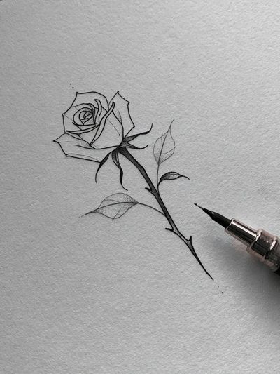 Minimal Rose Line Art Poster.