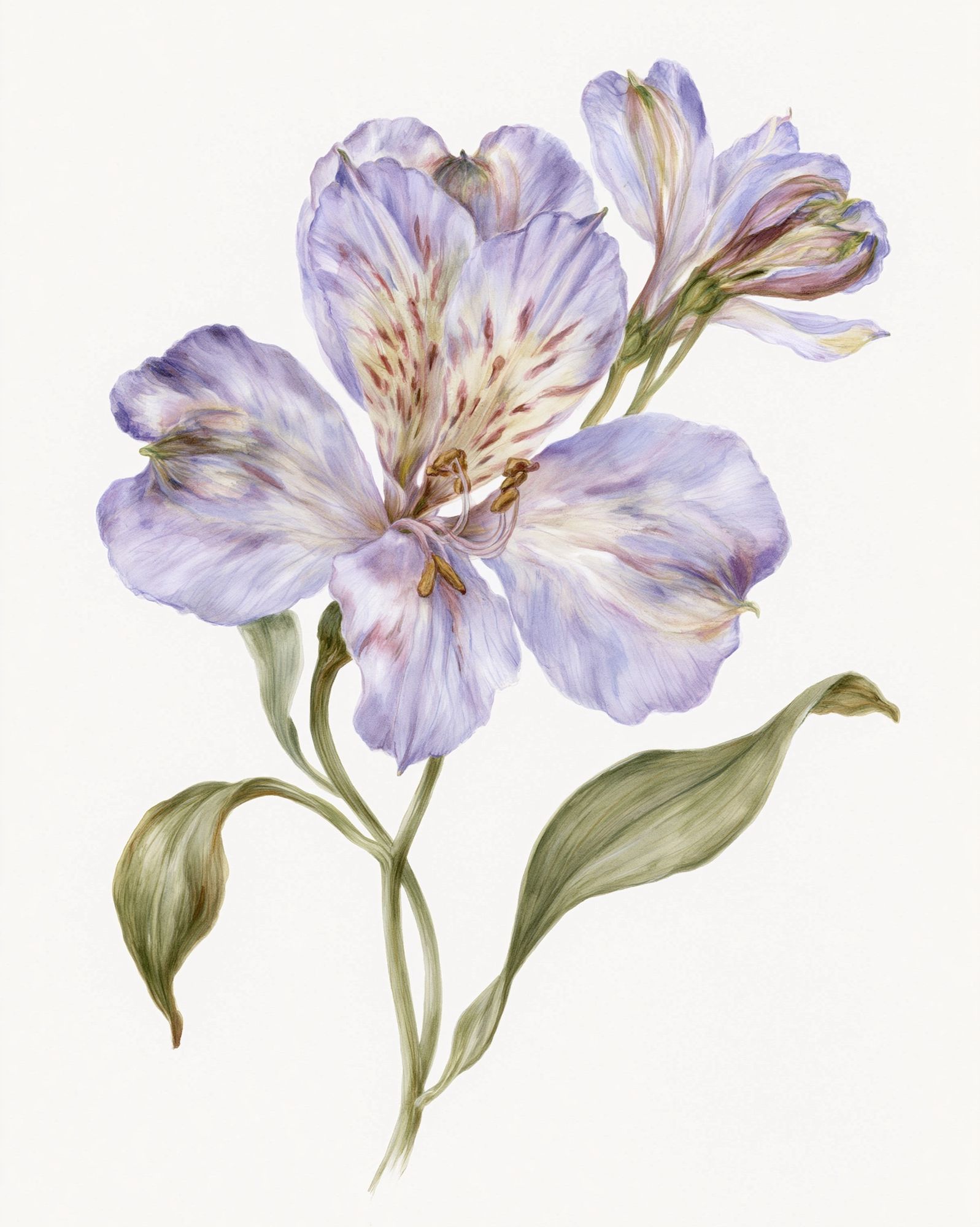Lilac Alstroemeria Botanical Print. poster — botanical art