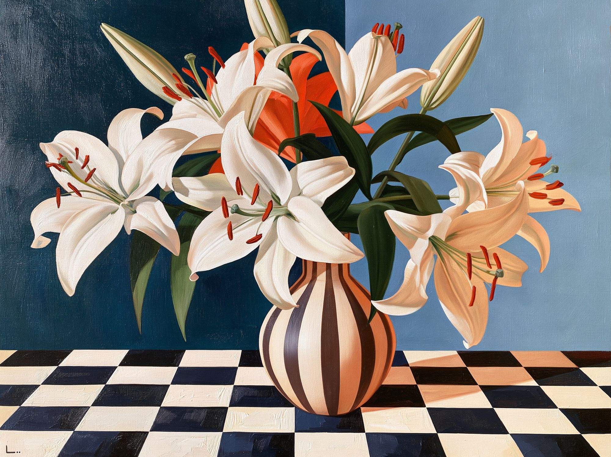 White Lilies Still Life Print. poster detail