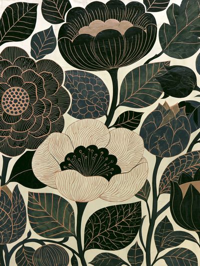 Dark Floral Botanical Poster.