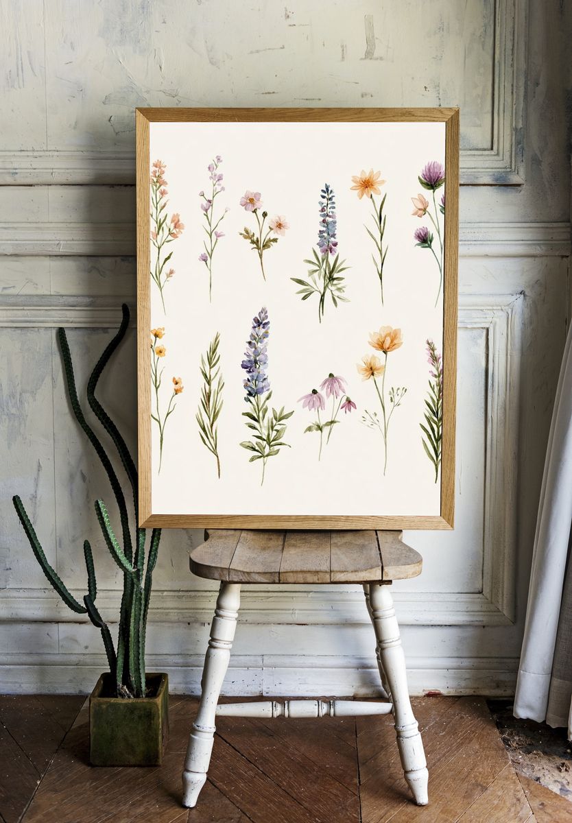 Wildflower Botanical Print. — room view 1