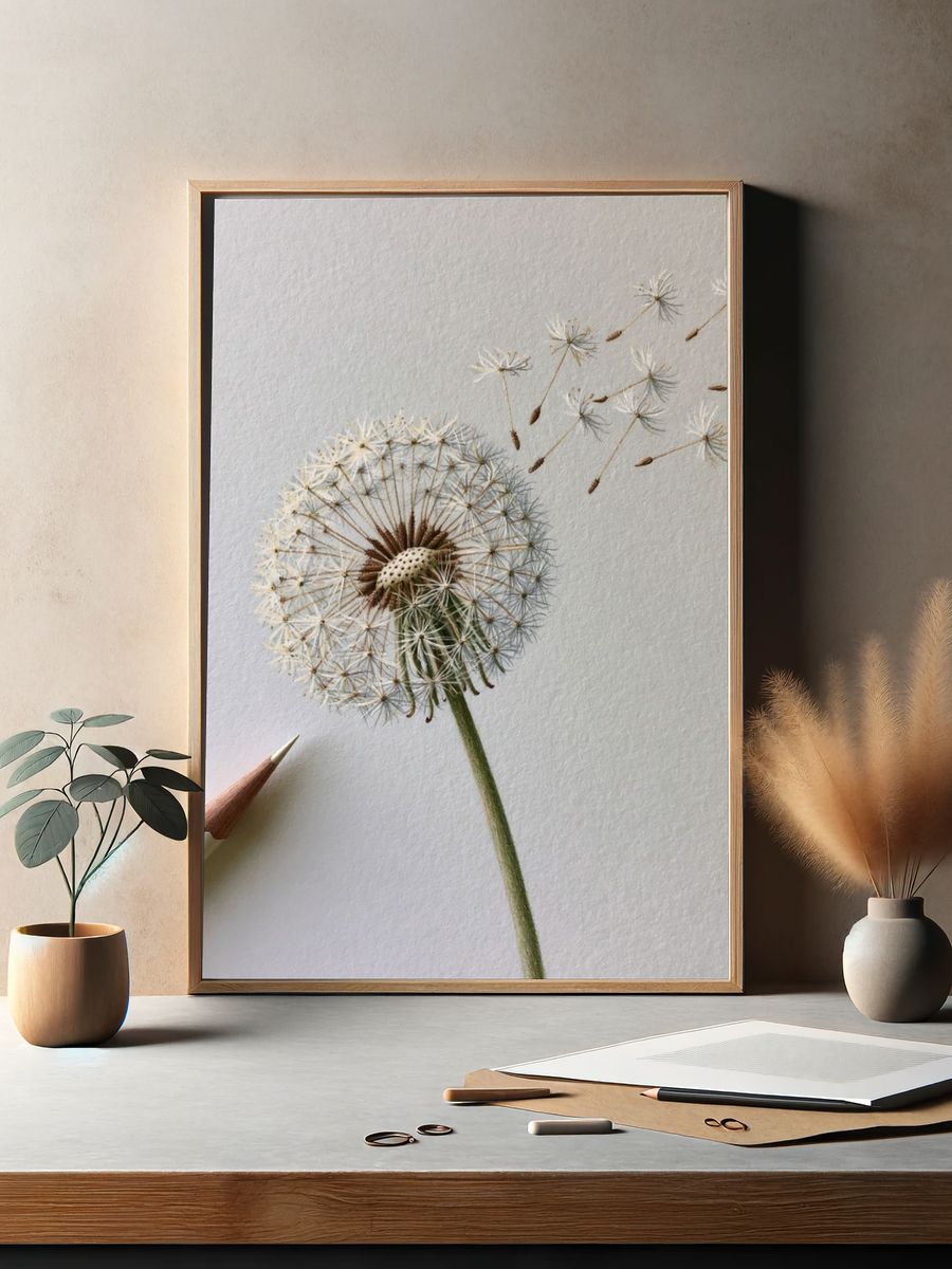 Dandelion Seed Drift Botanical Print. — room view 2