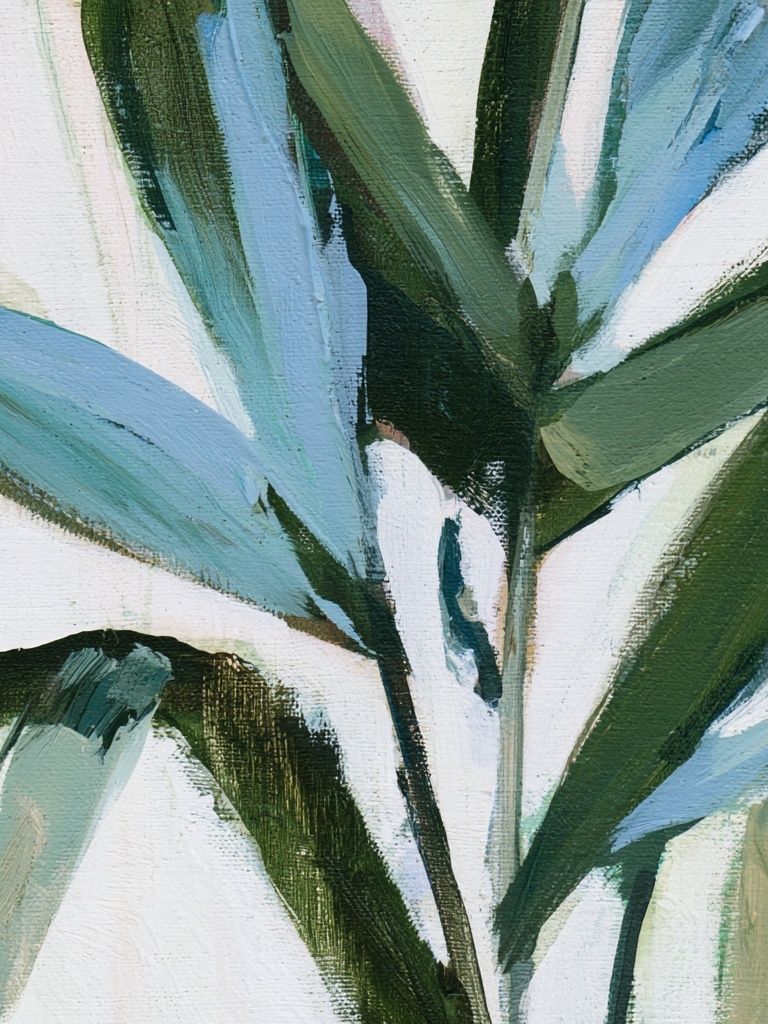 Blue Green Palm Leaves Poster. poster detail