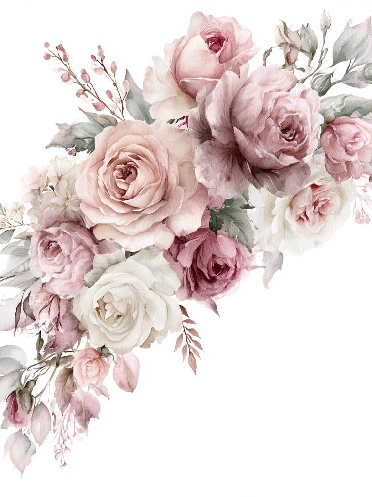 Blush Rose Bouquet Watercolor Print. poster — botanical art