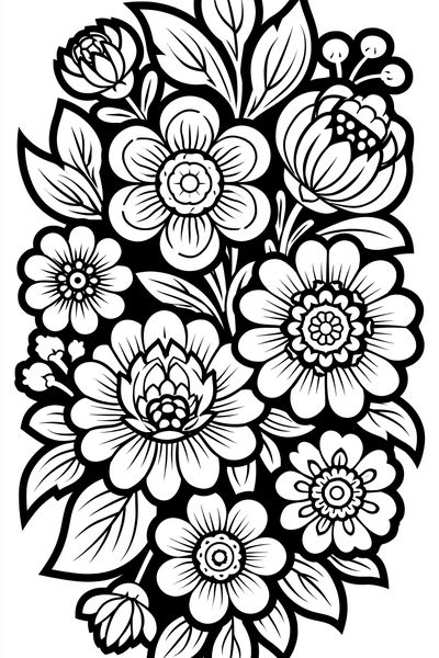 Floral Bouquet Line Art Poster.