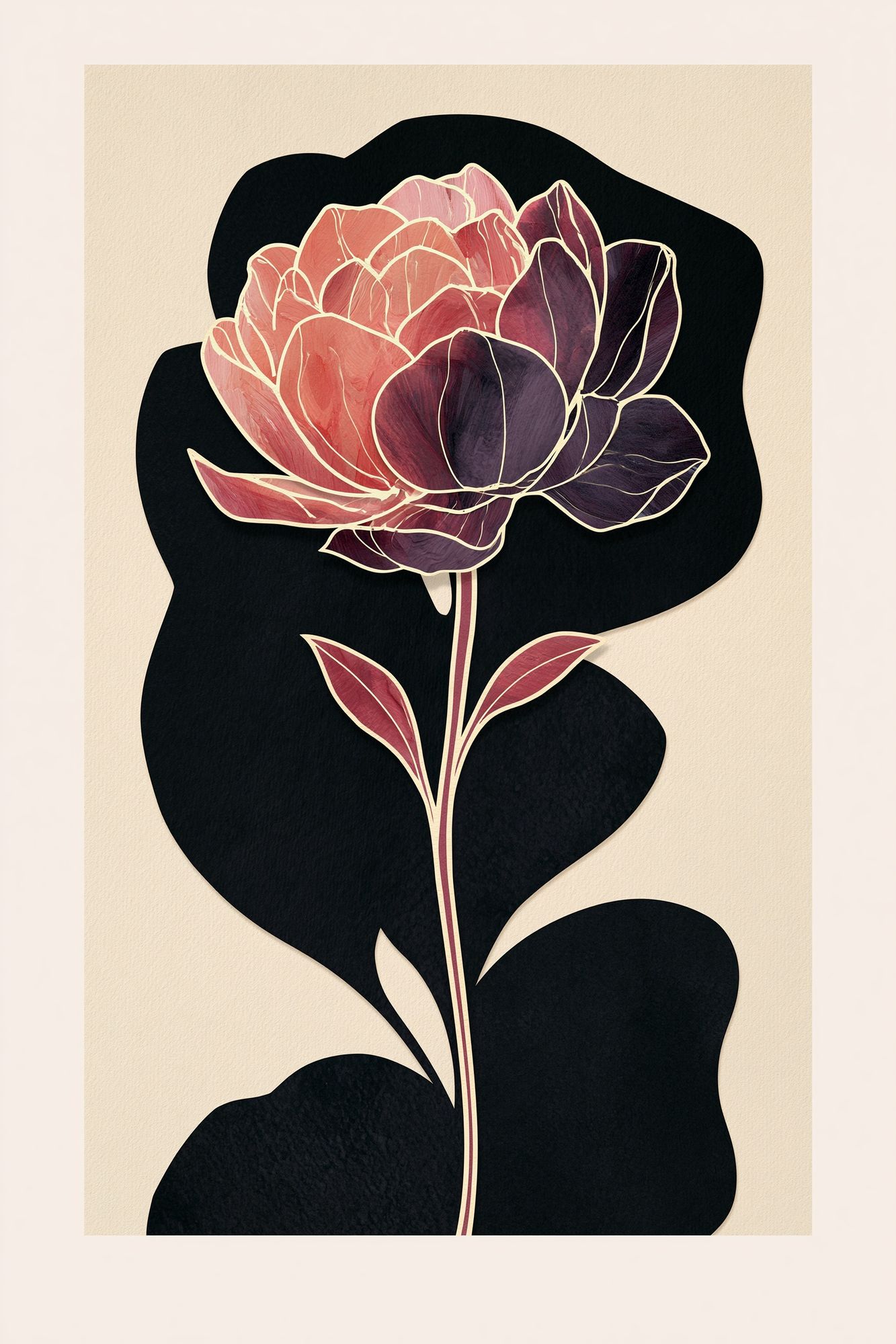 Abstract Peony Botanical Print. poster — botanical art