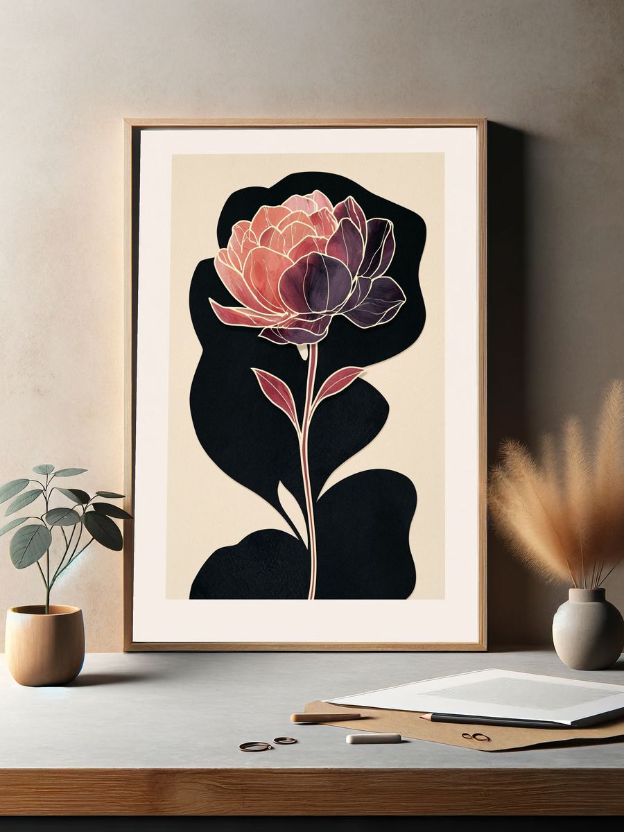 Abstract Peony Botanical Print. — room view 2