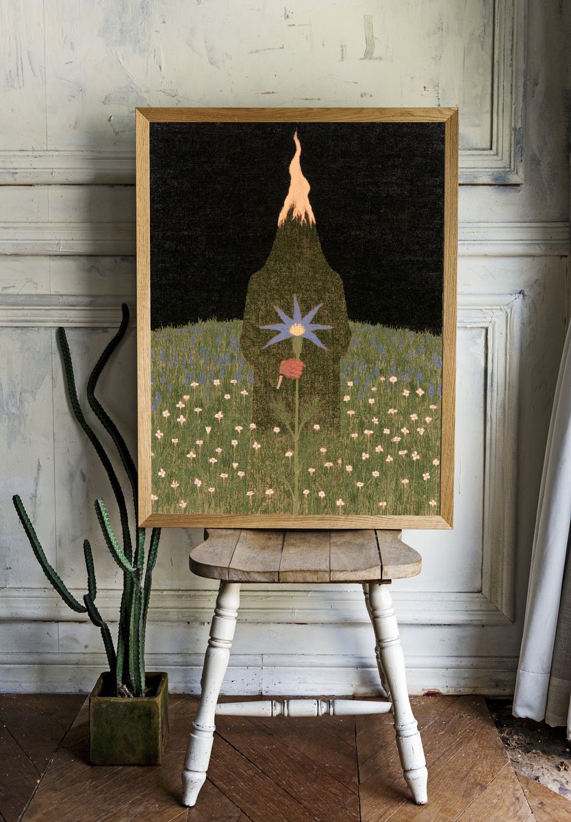 Floral Figure in Meadow Print. room preview