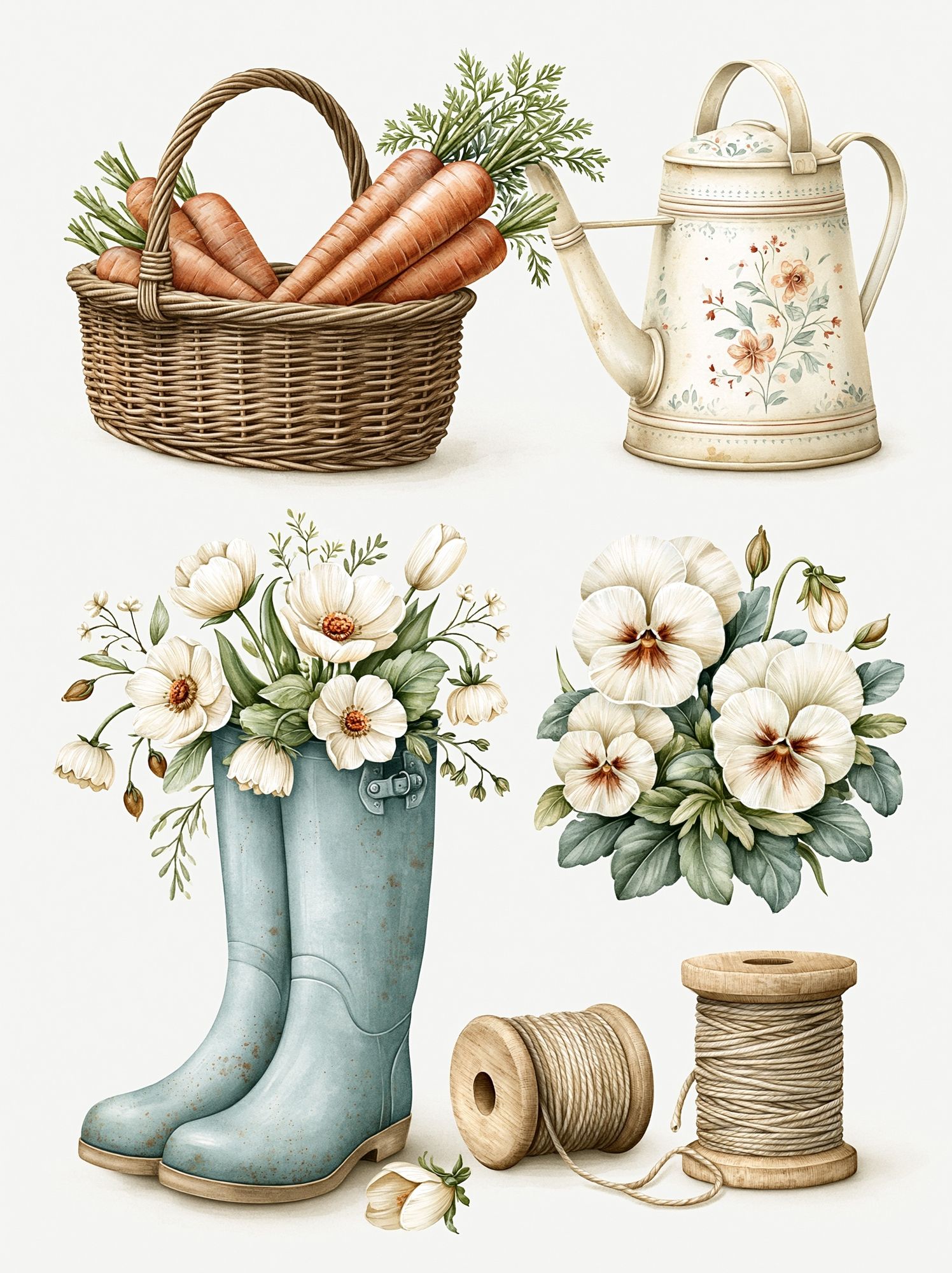 Vintage Garden Tools Botanical Print. poster detail