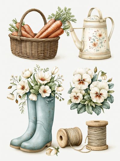 Vintage Garden Tools Botanical Print. poster