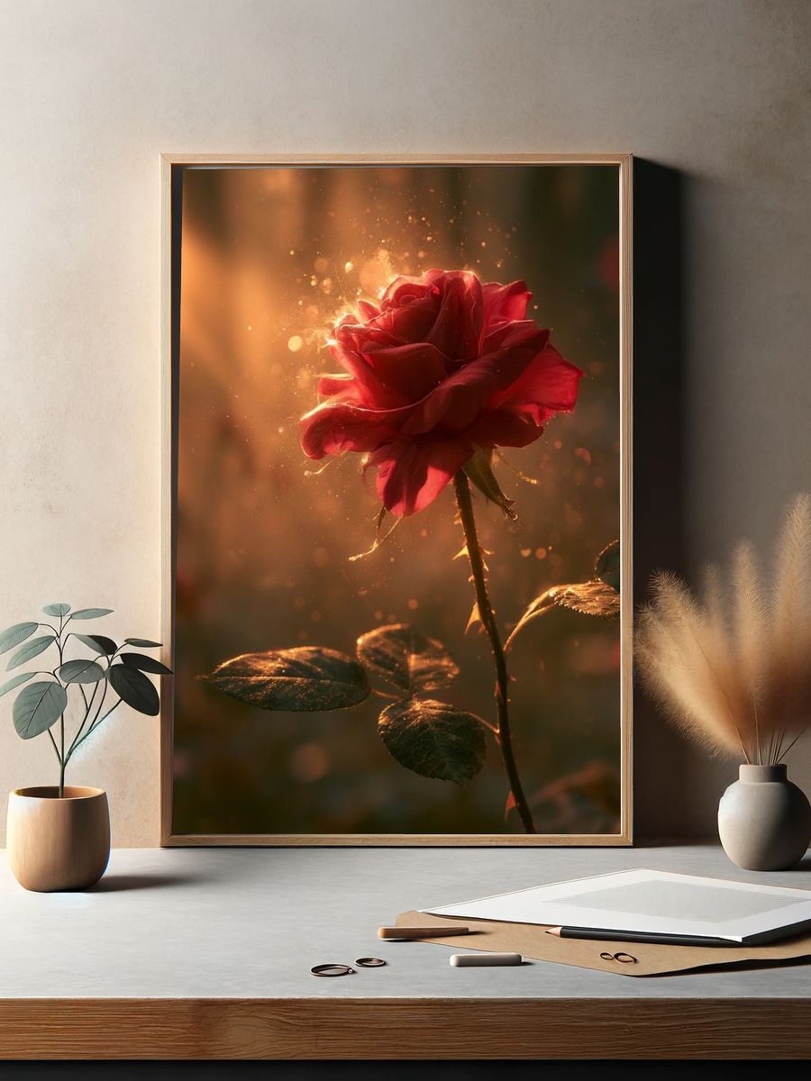 Golden Rose Bloom Poster. — room view 2
