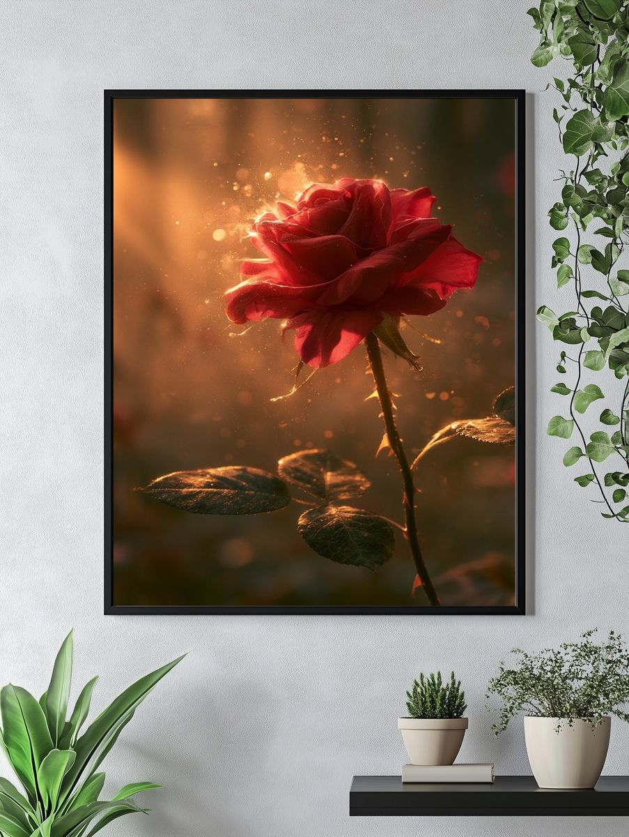 Golden Rose Bloom Poster. — room view 4