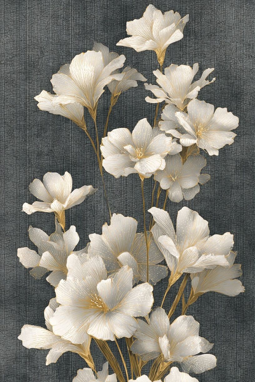 White Floral Texture Illustration Poster. poster detail