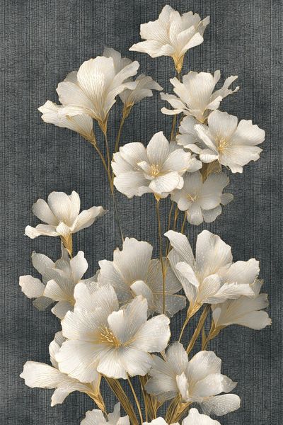 White Floral Texture Illustration Poster.
