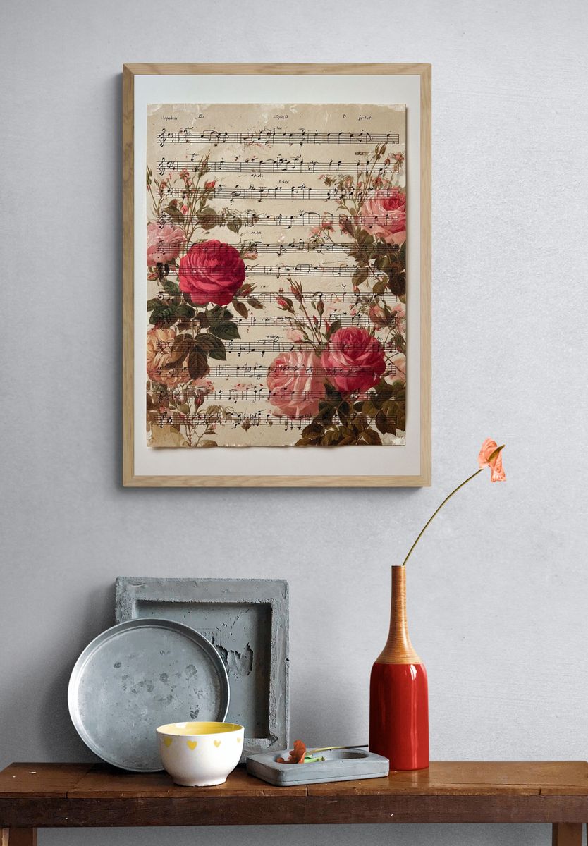 Floral Sheet Music Vintage Print. — room view 3