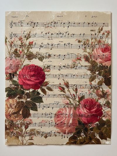 Floral Sheet Music Vintage Print.