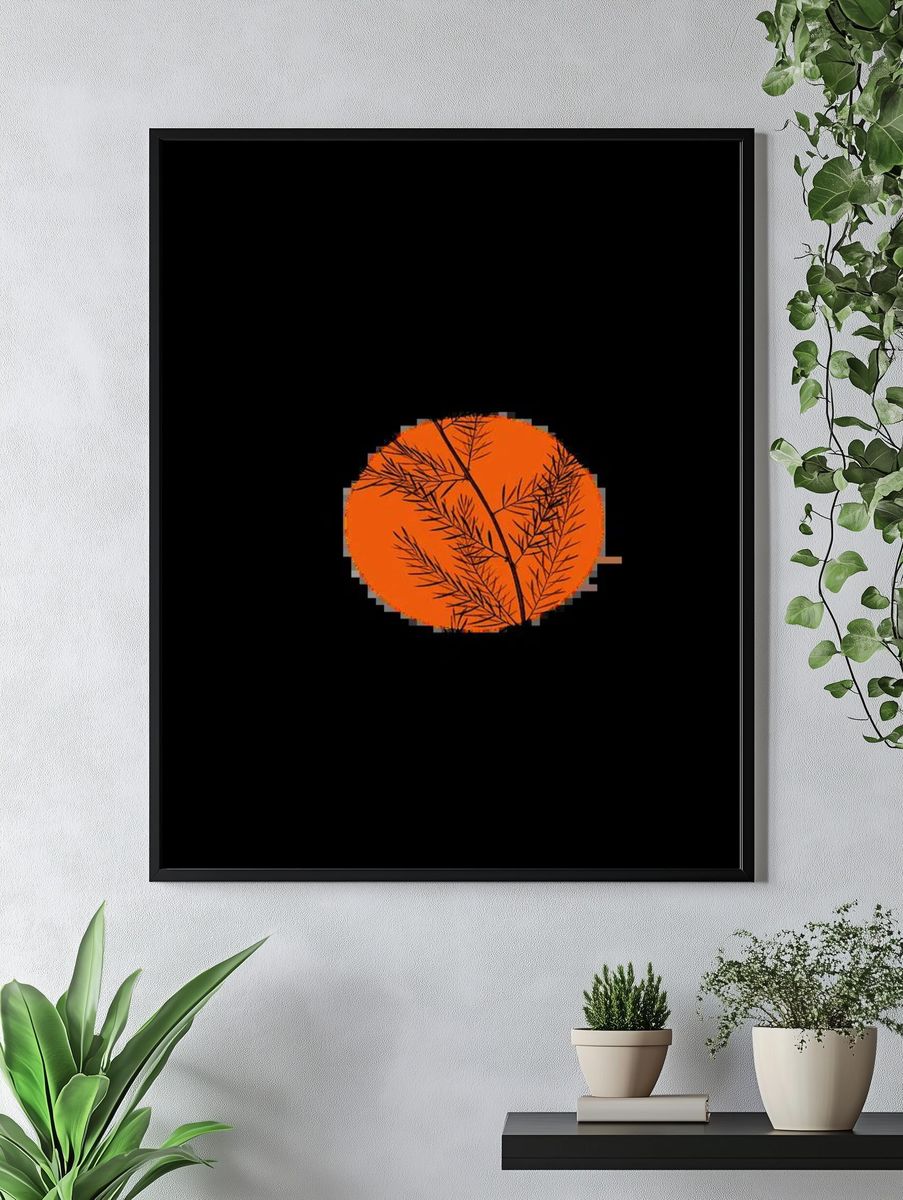 Blue Lotus Garden Illustration Poster. — room view 4